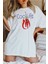Cool Life Kırmızı Biber Baskılı Kadın Oversize Beyaz Tshirt 1