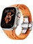 Apple Watch Ultra 49MM KRD-127 Metal Tokalı Silikon Kordon-Turuncu 1