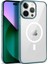 Apple iPhone 14 Pro Kılıf Tknr Wireless Şarj Özellikli Pixel Magsafe Kapak-Sierra Mavi 1
