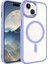 Apple iPhone 15 Plus Kılıf Wireless Şarj Özellikli Krom Magsafe Silikon Kapak-Lila 1
