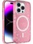 Apple iPhone 15 Pro Kılıf Magsafe Şarj Özellikli Parlayan Simli Saydam Renkli Allstar Kapak-Pembe 1