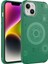 Apple iPhone 14 Plus Kılıf Wireless Şarj Özellikli Desenli Hot Kapak-Koyu Yeşil 1