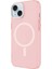 Apple iPhone 15 Kılıf Magsafe Şarj Özellikli Buzlu Transparan C-Pro Sert Kapak-Pembe 3