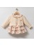 Kız Bebek Fırfır Etekli 3lü Takım - Hırka + Fırfırlı Elbise + Yakalı Üst - Krem & Soft Floral Desen 3