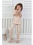 Isob Bej Kelebek Desenli %100 Pamuk Kız Çocuk Kısa Kollu Pijama Takımı 3-8 Yaş 41210-B 1