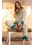 Puantiyeli Saten Düğmeli Pijama Takımı 1