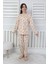 Isob Bej Kelebek Desenli %100 Pamuk Kız Çocuk Pijama Takımı 3-8 Yaş 31207-B 1