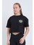 Kadın Oversize Camping Therapy Baskılı Beyaz Renk Crop 2