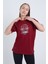 Kadın Oversize Bordo Lost In Paradise T-Shirt 1