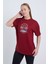 Kadın Oversize Bordo Lost In Paradise T-Shirt 3