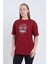 Kadın Oversize Bordo Lost In Paradise T-Shirt 4