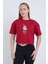 Kadın Oversize Nice To Meet You Bordo Renk Crop 4