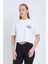 Kadın Oversize Camping Therapy Baskılı Beyaz Renk Crop 2