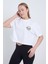 Kadın Oversize Camping Therapy Baskılı Beyaz Renk Crop 3