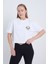 Kadın Oversize Camping Therapy Baskılı Beyaz Renk Crop 4