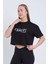Kadın Oversize Casual Baskılı Siyah Renk Crop 3