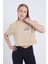Kadın Oversize Lifestyle Baskılı Siyah Bej Crop 3