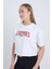 Kadın Oversize Excuses Baskılı Beyaz Renk Crop 4