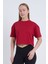 Kadın Oversize Basic Bordo Renk Crop 2