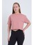 Kadın Oversize Basic Pembe Renk Crop 1