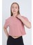 Kadın Oversize Basic Pembe Renk Crop 2