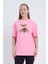 Oversize Kadın Chers Baskılı Pembe Renk T-Shirt 2