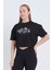 Kadın Oversize Beverly Baskılı Siyah Renk Crop 2