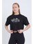 Kadın Oversize Beverly Baskılı Siyah Renk Crop 3