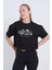 Kadın Oversize Beverly Baskılı Siyah Renk Crop 4