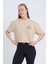 Kadın Oversize Lifestyle Baskılı Siyah Bej Crop 1