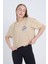 Kadın Oversize Lifestyle Baskılı Siyah Bej Crop 4
