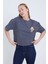 Kadın Oversize Relaxed Basketball Baskılı Antrasit Renk T-Shirt 2