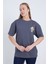 Kadın Oversize Relaxed Basketball Baskılı Antrasit Renk T-Shirt 4