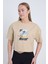 Kadın Oversize Summer Vibe Baskılı Bej Renk Crop 4