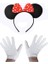 Kırmızı Fiyonklu Minnie Mouse Tacı ve Beyaz Eldiven Seti 1