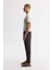 Erkek Kahve Relaxed Fit Beli Lastikli %100 Keten Pantolon B003032 2
