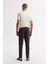 Erkek Kahve Relaxed Fit Beli Lastikli %100 Keten Pantolon B003032 3