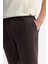 Erkek Kahve Relaxed Fit Beli Lastikli %100 Keten Pantolon B003032 4