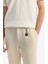 Erkek Bej Relaxed Fit Beli Lastikli %100 Keten Pantolon B003032 4