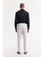 Erkek Beyaz Beli Lastikli %100 Keten Relaxed Fit Pantolon B003032 3