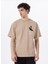 D5SM-TST3830 Açık Kahve Bisiklet Yaka Relaxed Baskılı Erkek T-Shirt 1
