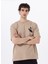 D5SM-TST3830 Açık Kahve Bisiklet Yaka Relaxed Baskılı Erkek T-Shirt 2
