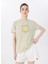 D5SL-TST3731 Mint Melanj Bisiklet Yaka Relaxed Baskılı Kadın T-Shirt 1