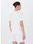 Bisiklet Yaka Nakışlı Kırık Beyaz Kadın T-Shirt F5SL-TST0388 4