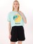 D5SL-TST3642 Mint Bisiklet Yaka Crop Baskılı Kadın T-Shirt 1
