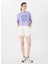 D5SL-TST3641 Lila Bisiklet Yaka Crop Baskılı Kadın T-Shirt 2