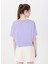 D5SL-TST3641 Lila Bisiklet Yaka Crop Baskılı Kadın T-Shirt 4