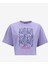 D5SL-TST3641 Lila Bisiklet Yaka Crop Baskılı Kadın T-Shirt 5