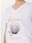 V Yaka Baskılı Beyaz Kadın T-Shirt F5SL-TST0464 3