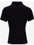 D5SL-TST3598 Siyah Basic Düz Kadın Polo T-Shirt 2